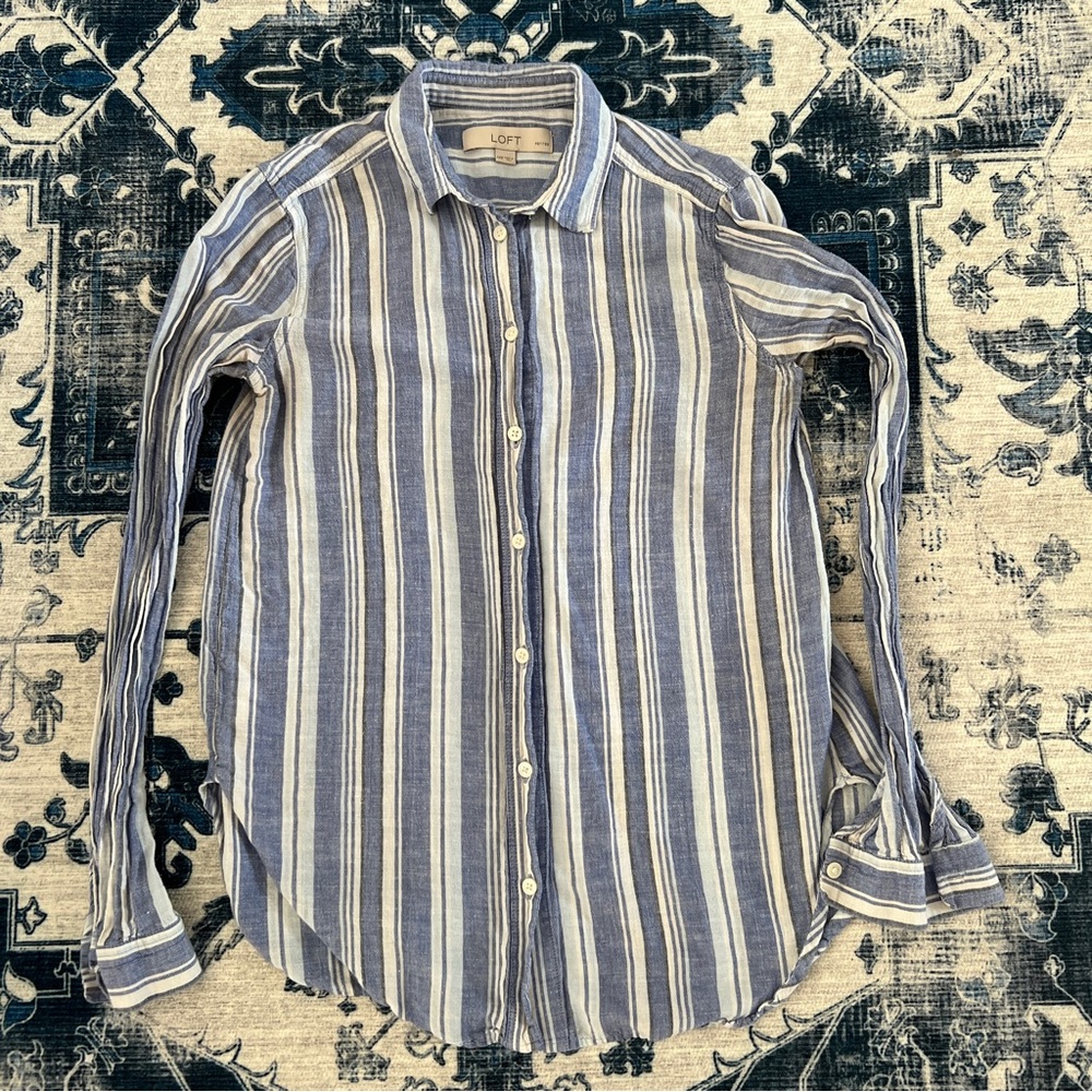 Loft Cotton Striped Button Down - XXSP - Picture 2 of 5